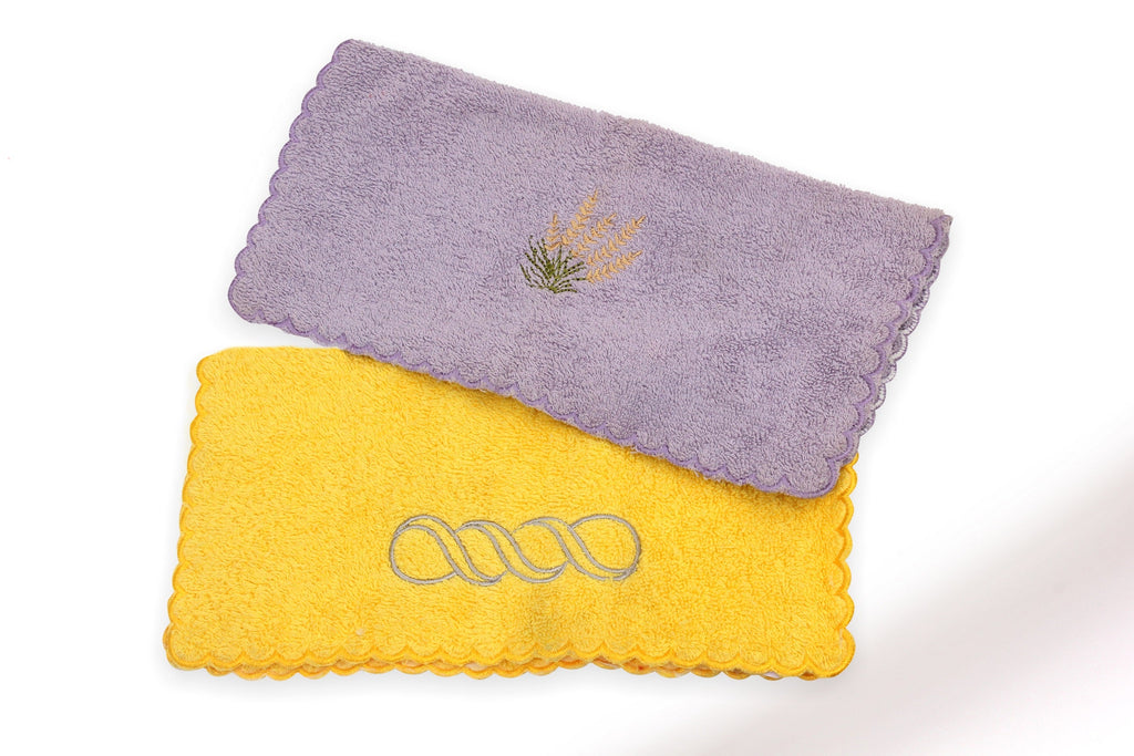 Embroidered Towel with scalloped border