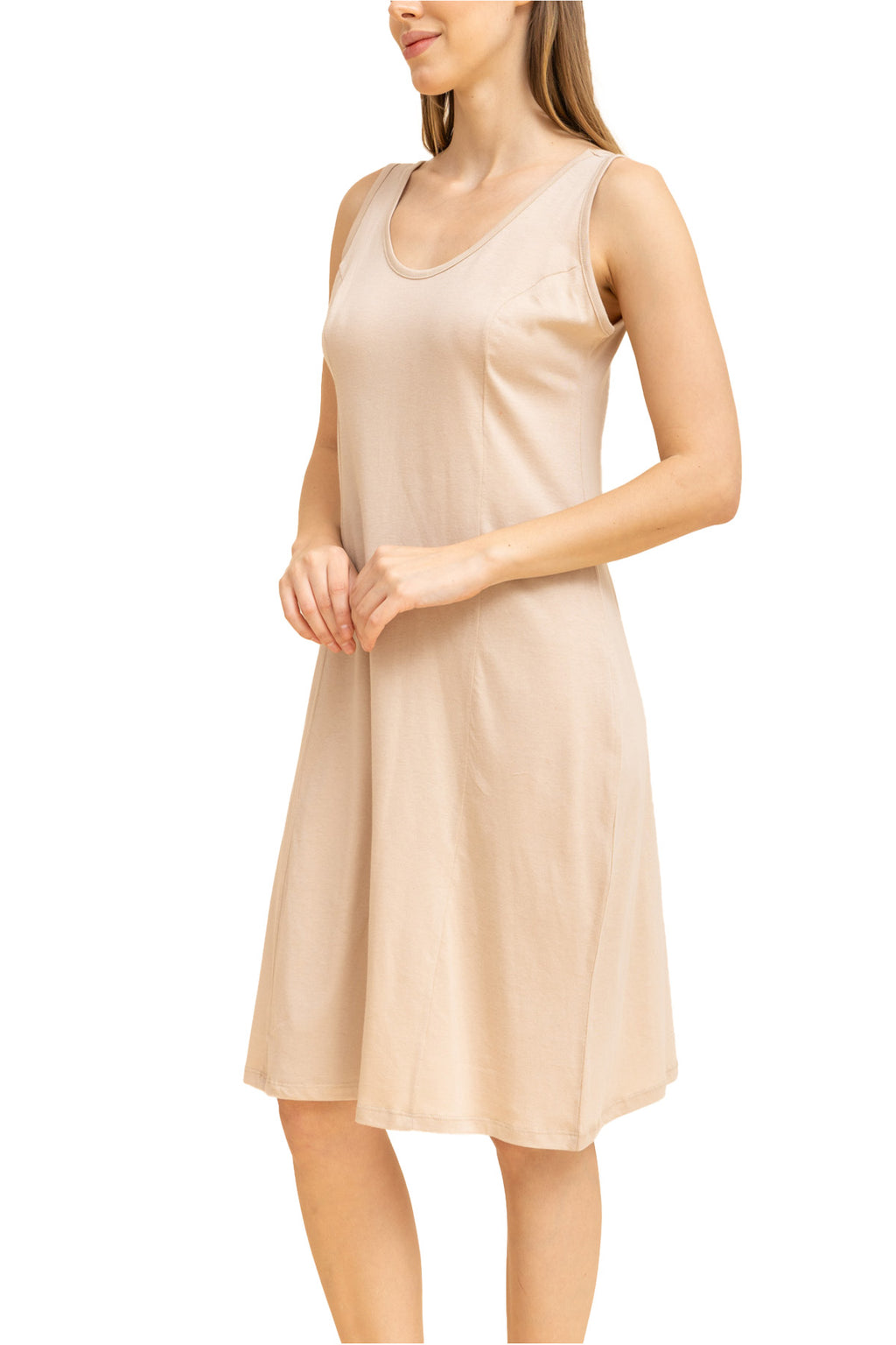 Mid-Length Cotton Slip Dress for Women
