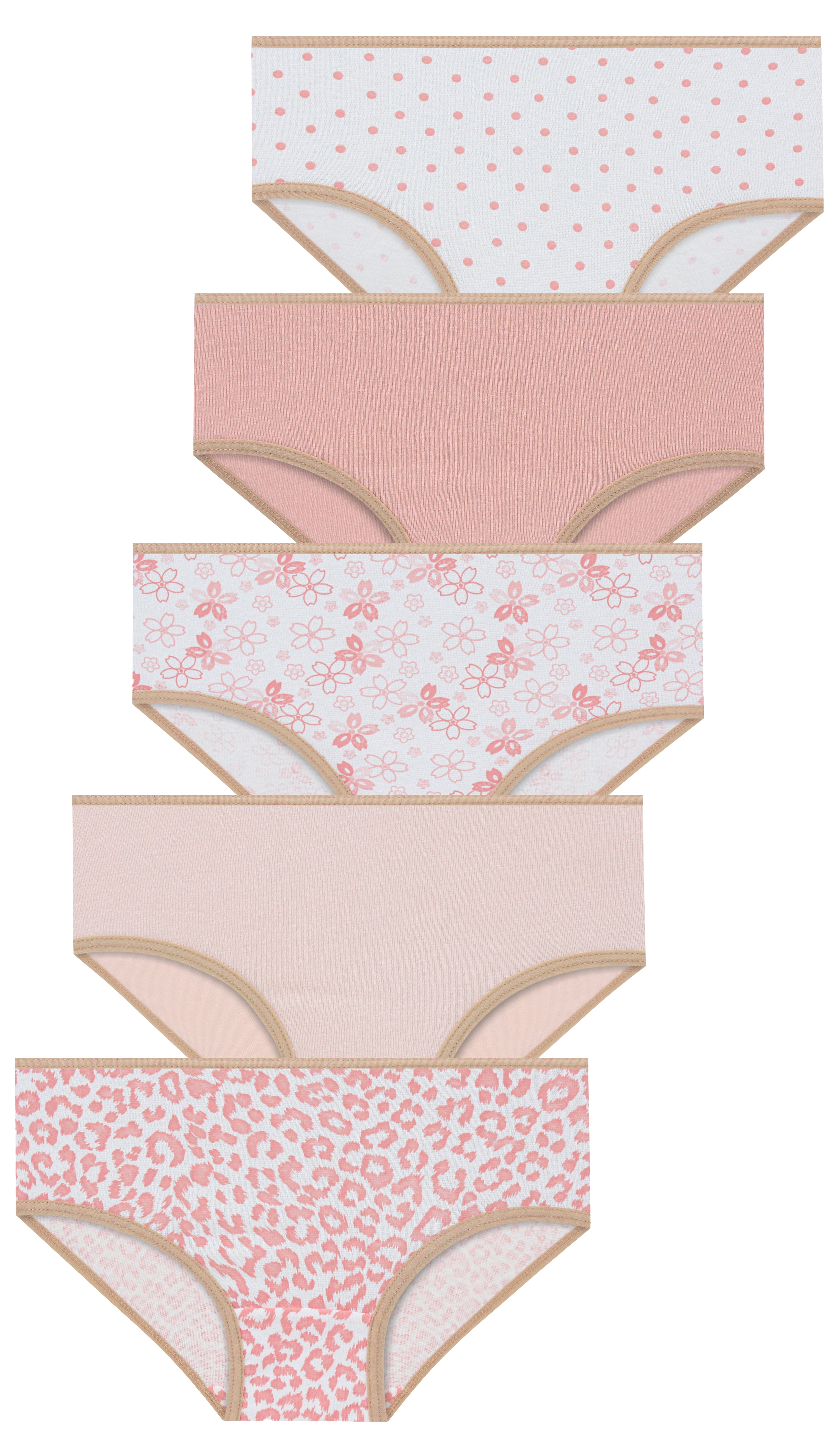 Briefs for Women – Mid-Waist Hipster – 5PP Prints/Soft Colors