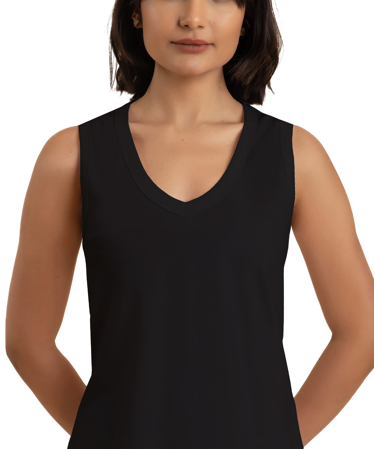 Sleeveless V-Neck Cotton Top