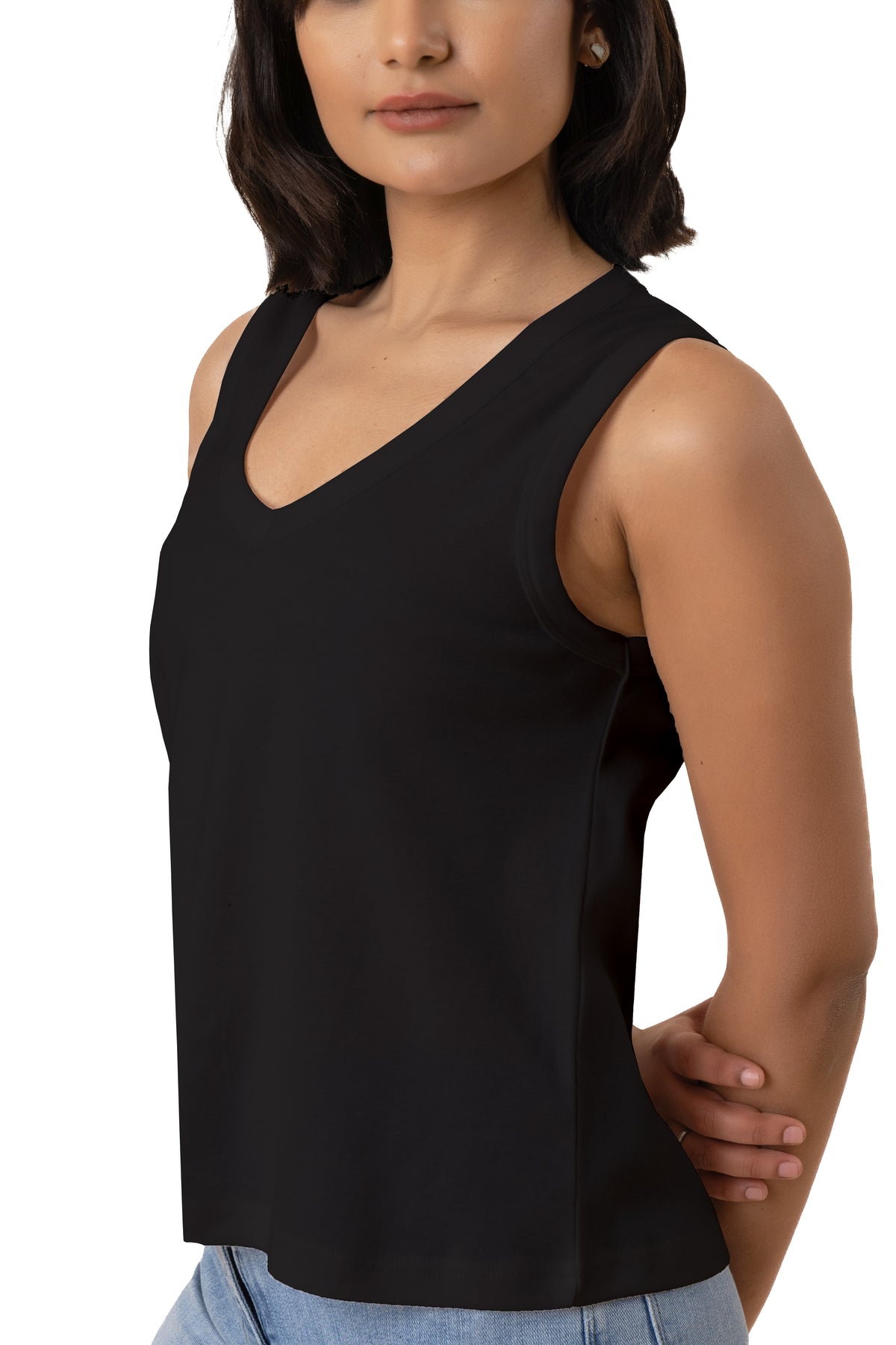 Sleeveless V-Neck Cotton Top