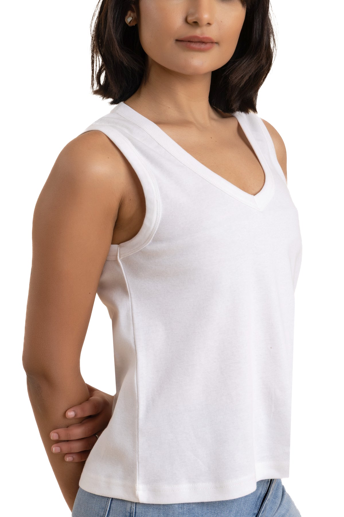 Sleeveless V-Neck Cotton Top