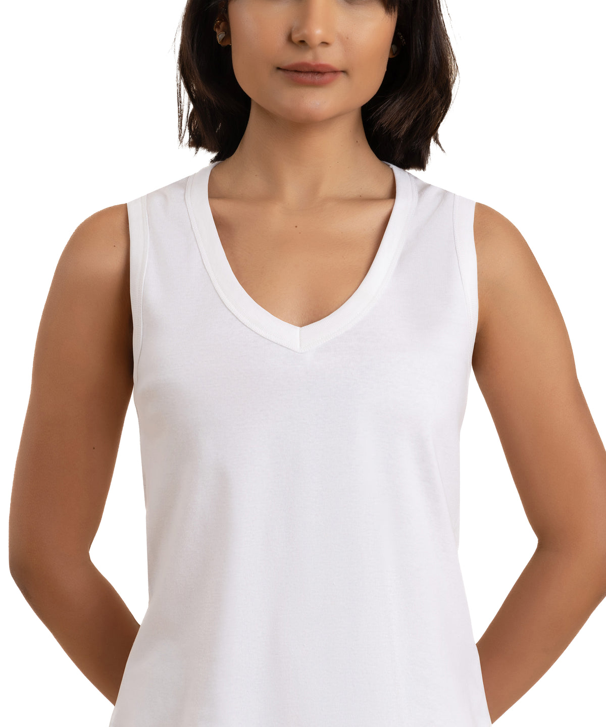 Sleeveless V-Neck Cotton Top