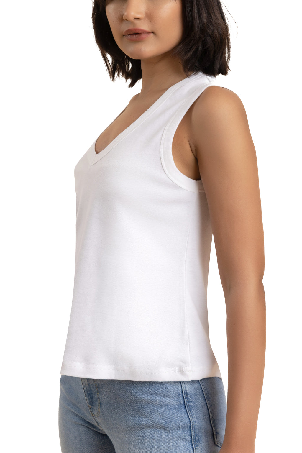 Sleeveless V-Neck Cotton Top