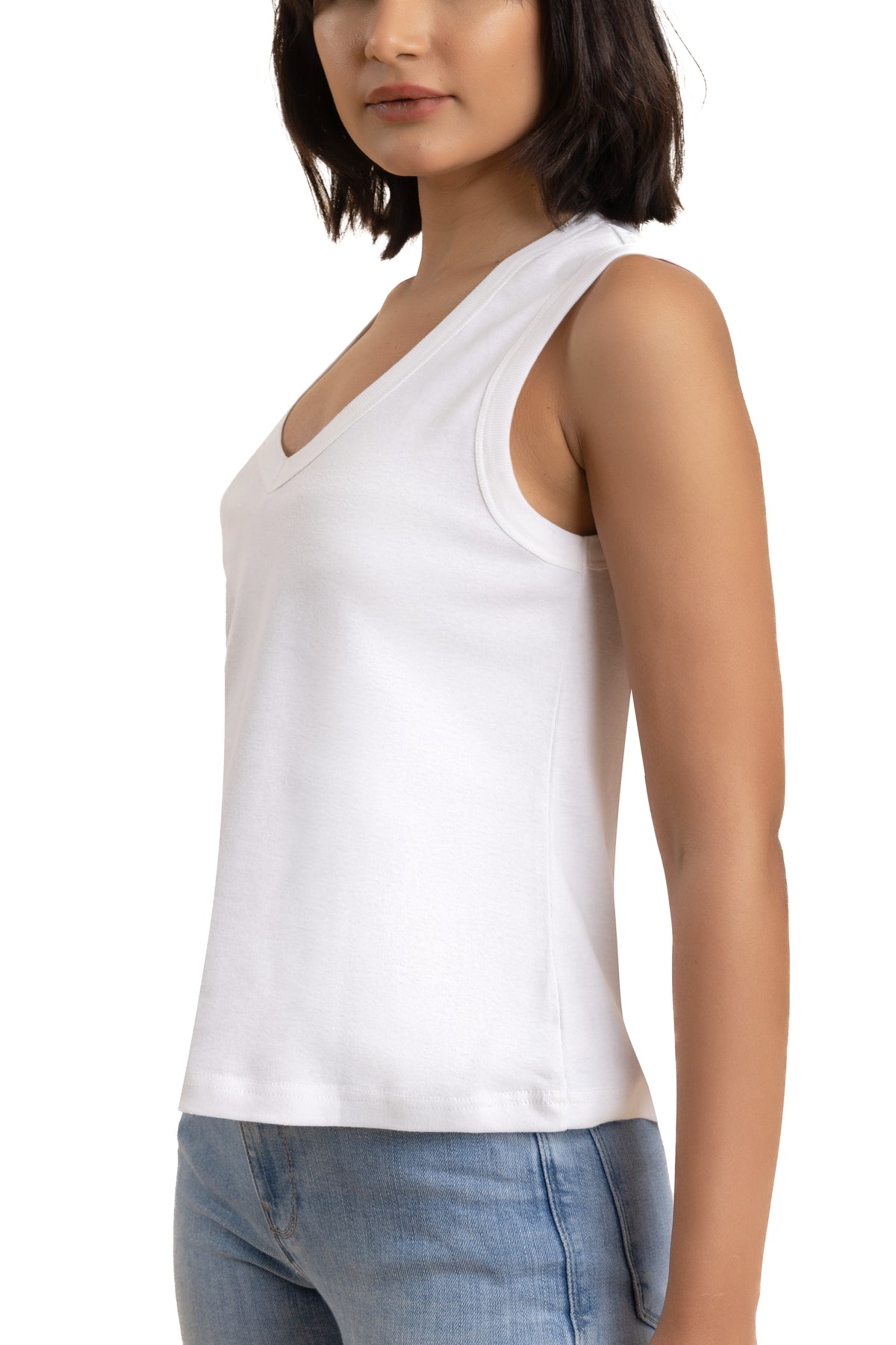 Sleeveless V-Neck Cotton Top