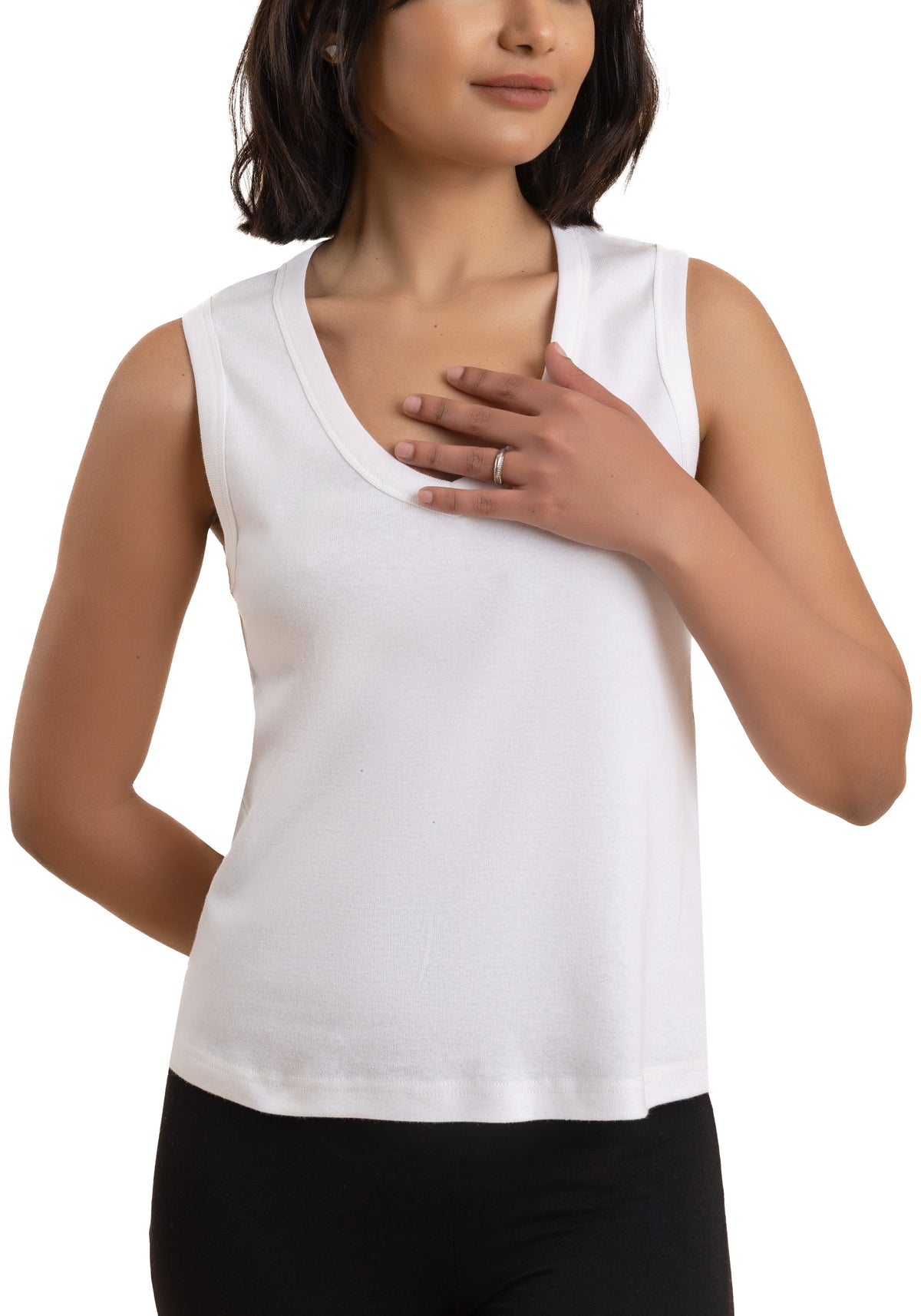 Sleeveless V-Neck Cotton Top